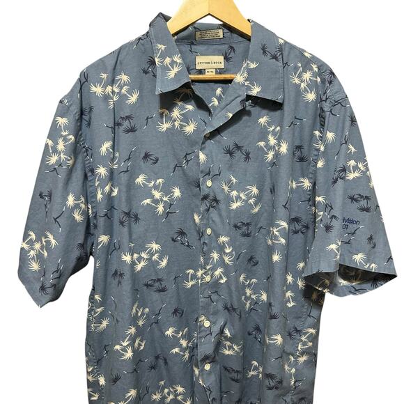 Cutter & Buck Men Hawaiian Button Shirt XL Blue Palm Print 2007 Windows Division - Picture 5 of 7